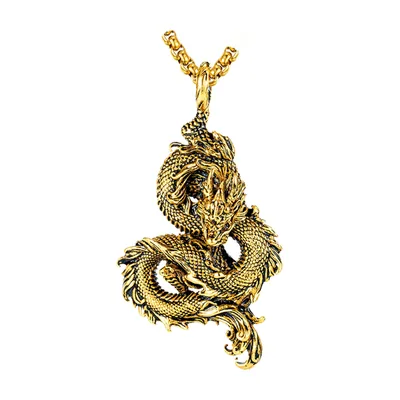 Chinesischer Drachen-Anhänger mit Panzerkette, Edelstahl