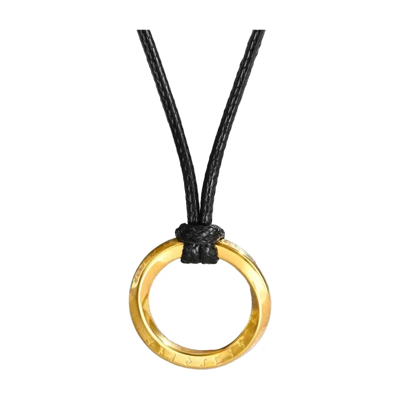 Collier Mobius Loop avec Cordon Noir, Acier Inoxydable