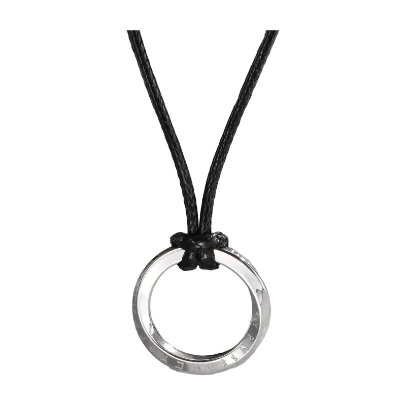 Collier Pendentif Cercle Mobius avec Cordon Noir, Acier Inoxydable