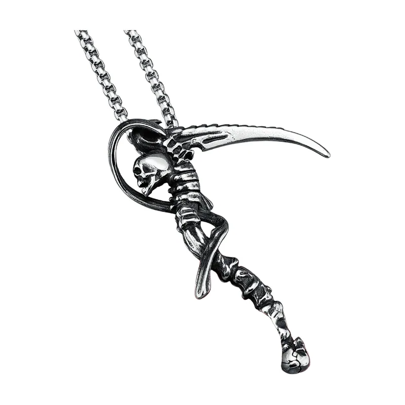 Collier Pendentif Crâne et Faucille, Acier Inoxydable