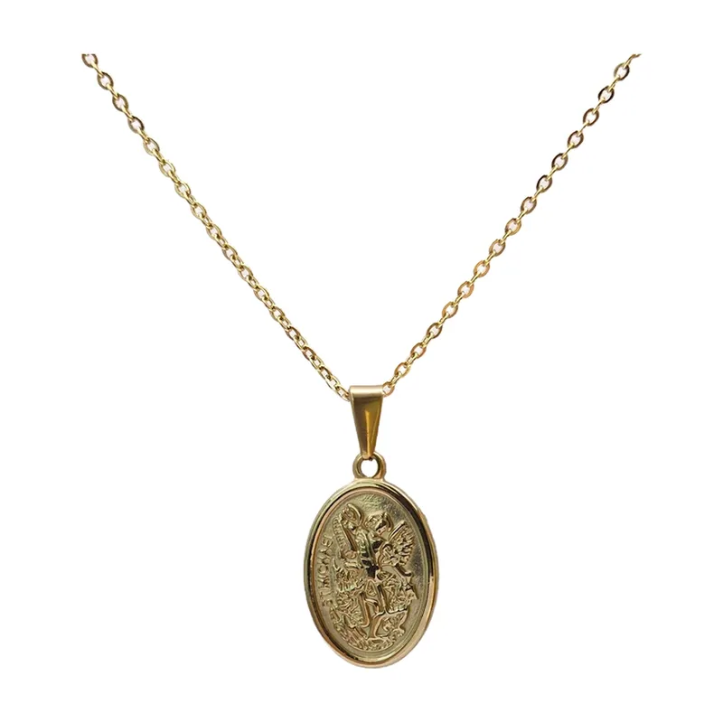 Collier Médaille Saint Michel avec Chaîne, Acier Inoxydable
