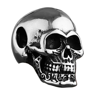 Totenkopf Anhänger mit Panjerkette, 316L Edelstahl