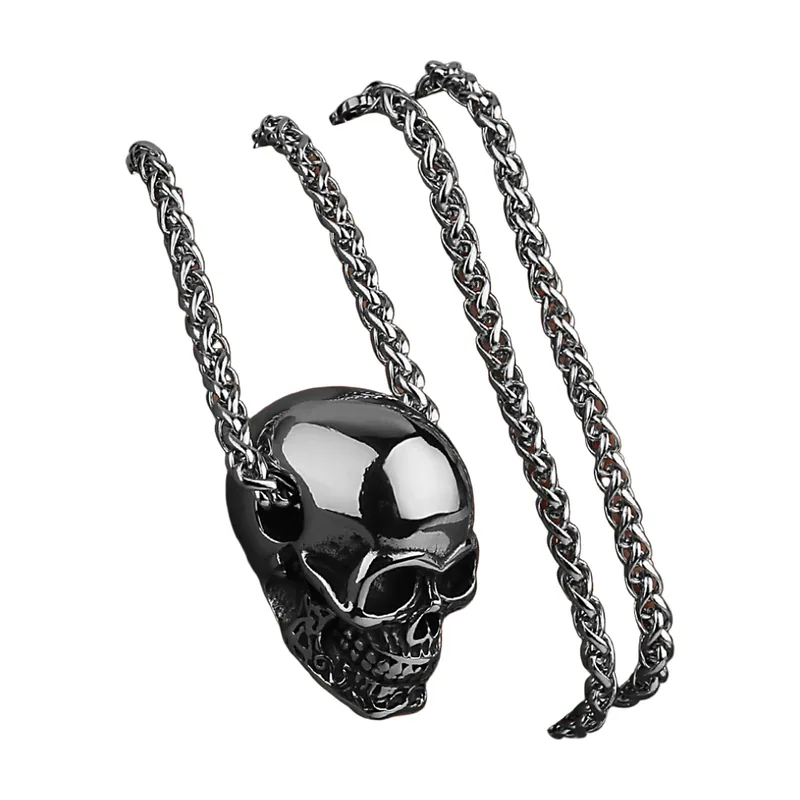 Colgante de Calavera con Cadena de Cuerda, Acero Inoxidable