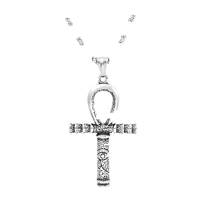Pendentif Croix Ankh et Œil d'Horus, Acier Inoxydable