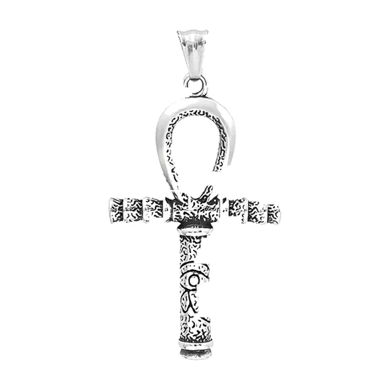 Pendentif Croix Ankh et Œil d'Horus, Acier Inoxydable