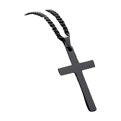 Colgante de Cruz con Cadena Curb, Acero Inoxidable 316L