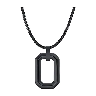 Colgante Rectangular Hueco Geométrico con Cadena de Bolas, Acero Inoxidable
