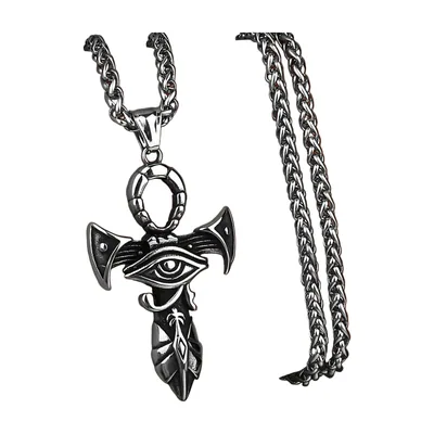 Auge von Horus und Axt Anhänger mit Kette, Edelstahl