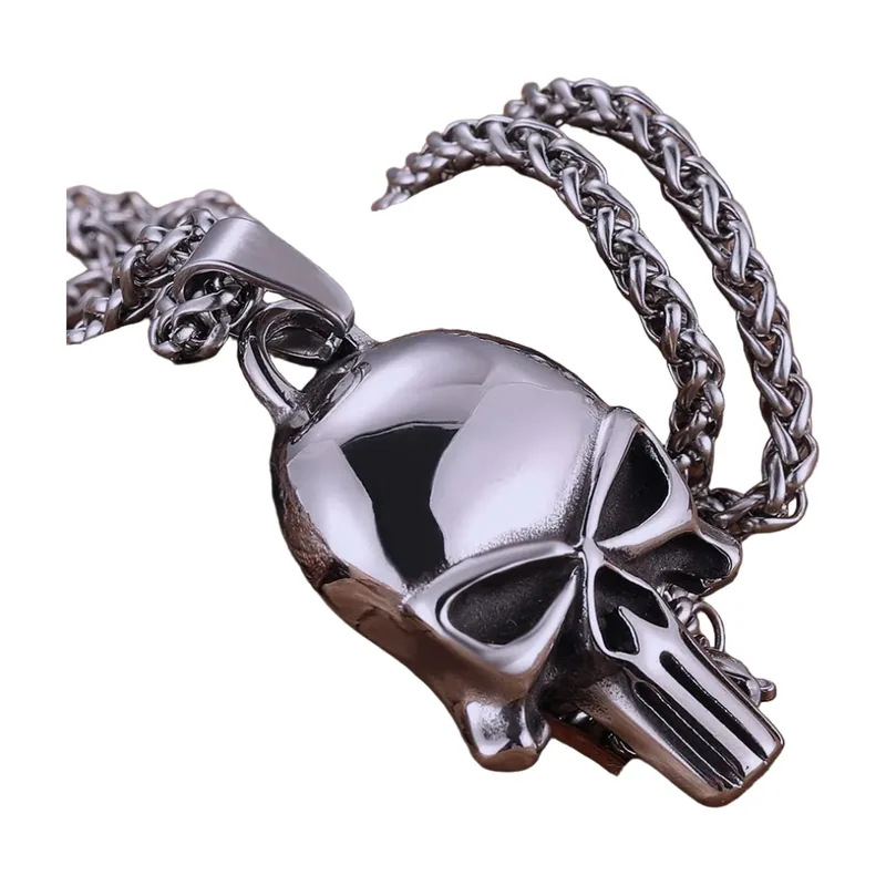 Totenkopf Anhänger mit Panzerkette, Edelstahl