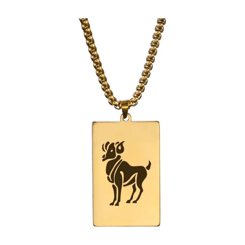 Aries Zodiac Pendant with Ball Chain, Stainless Steel
