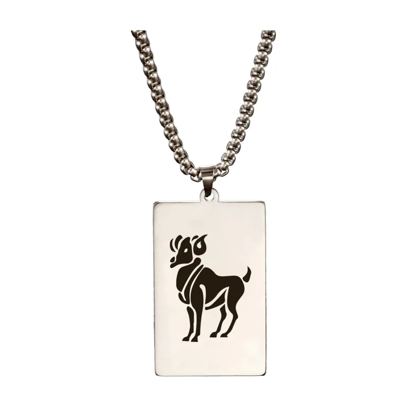 Collana con Pendente Ariete Zodiaco, Acciaio Inossidabile