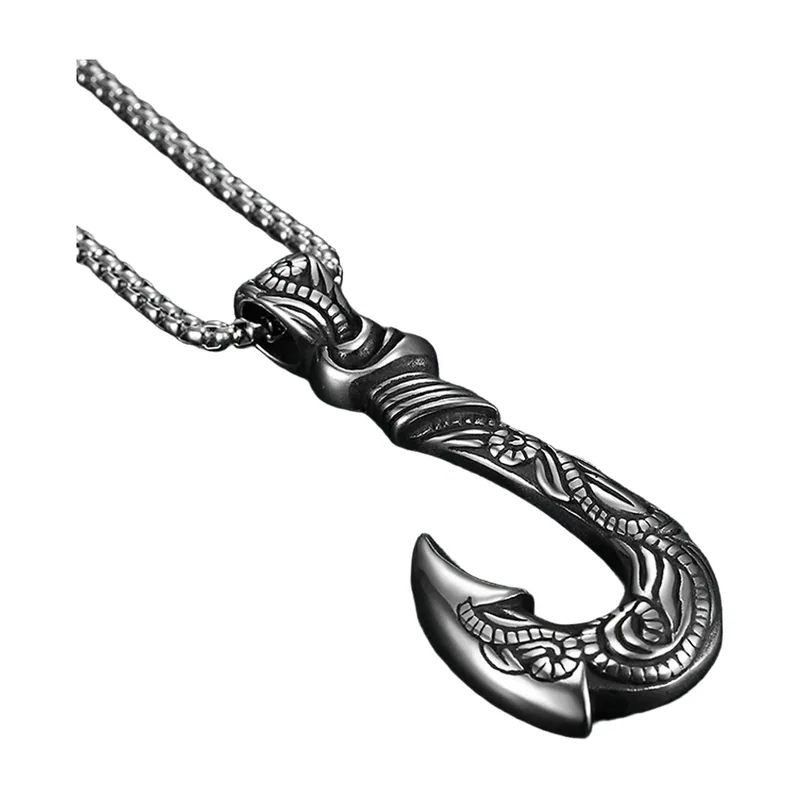Collier Pendentif Hameçon Maui, Acier Inoxydable 316L