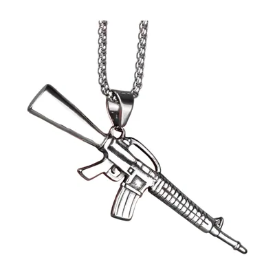 Colgante de Fusil AK-47 con Cadena Curb, Acero Inoxidable