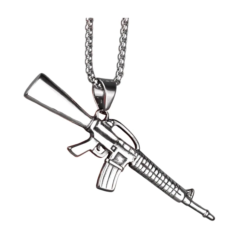 AK-47 Gewehr Anhänger mit Panjerkette, Edelstahl