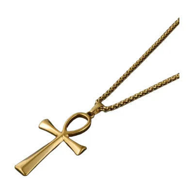 Ankh Kreuz Anhänger mit Panzerkette, Edelstahl
