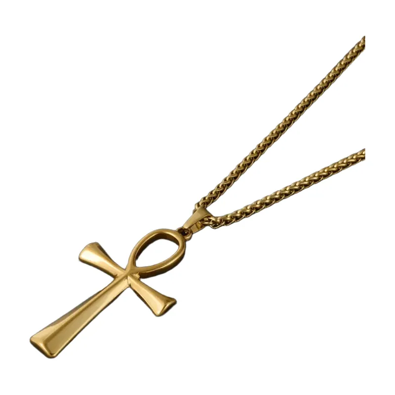 Ankh Kreuz Anhänger mit Panzerkette, Edelstahl