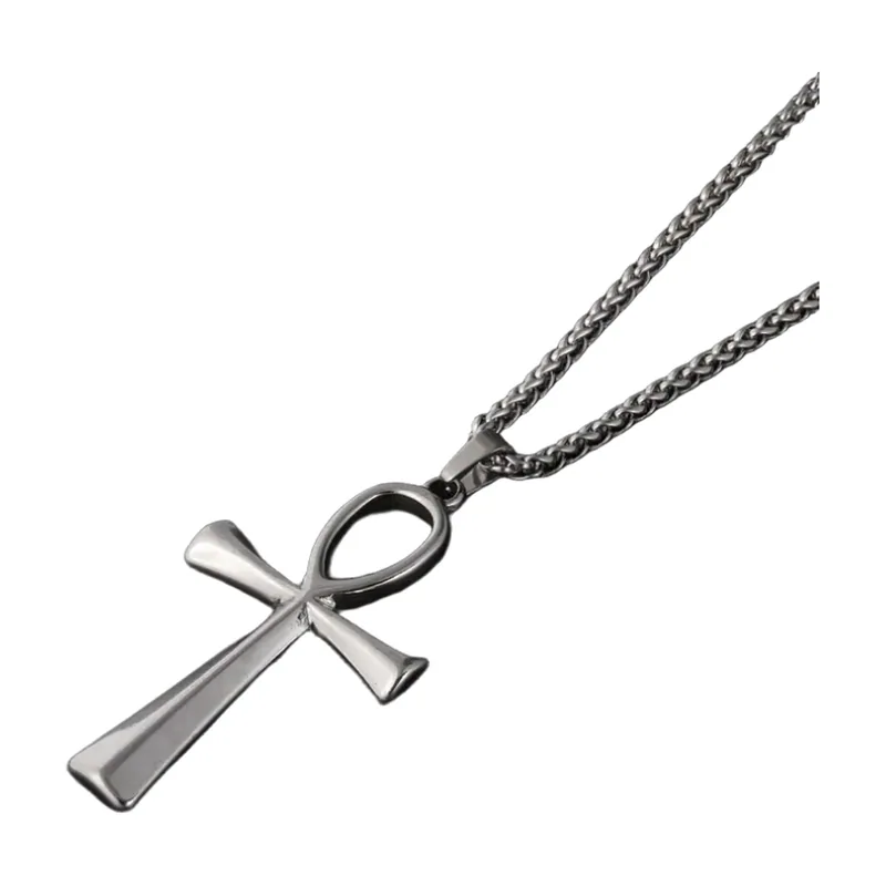Ankh Kreuz Anhänger mit Panzerkette, Edelstahl