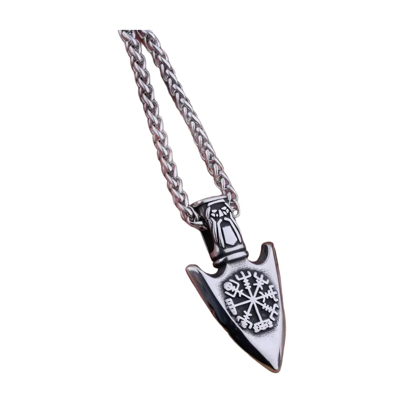 Vegvisir Wikinger Kompass Speerspitze Anhänger, Edelstahl