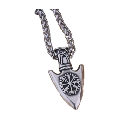 Vegvisir Nordischer Kompass Speerspitzen-Anhänger, Edelstahl