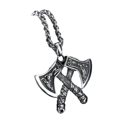 Colgante de Hacha Doble Vikinga con Cadena, Acero Inoxidable