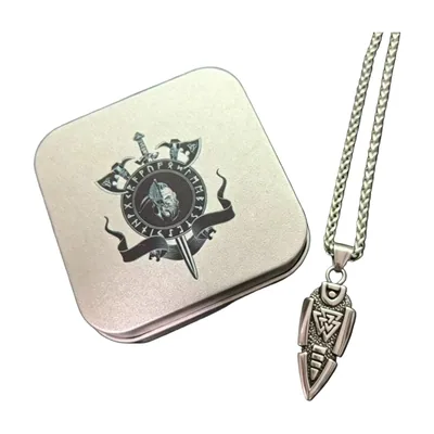 Colgante Lanza de Odín con Valknut y Runas, Acero Inoxidable