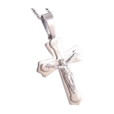 Kruzifix Kreuzanhänger mit Kette, 316L Edelstahl