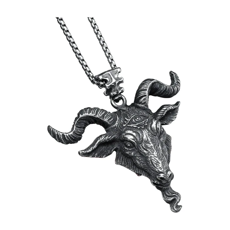 Goat Head Pendant with Third Eye, 316L Stainless Steel