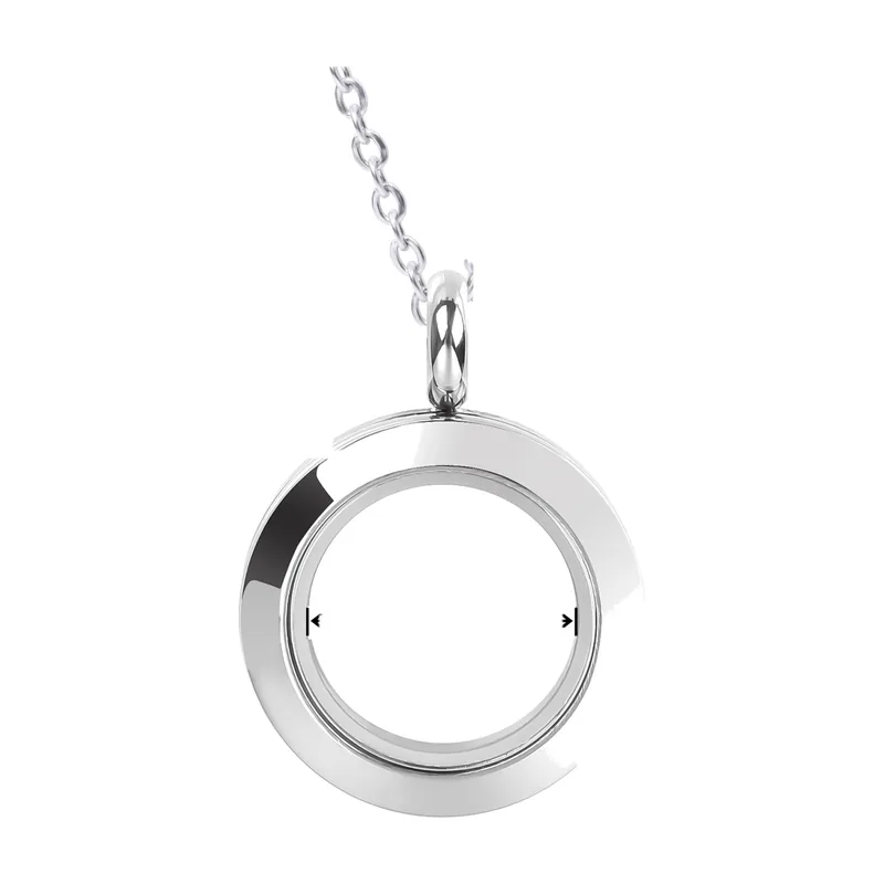 Pendentif Urne Funéraire Rond avec Insert en Verre, Acier Inoxydable