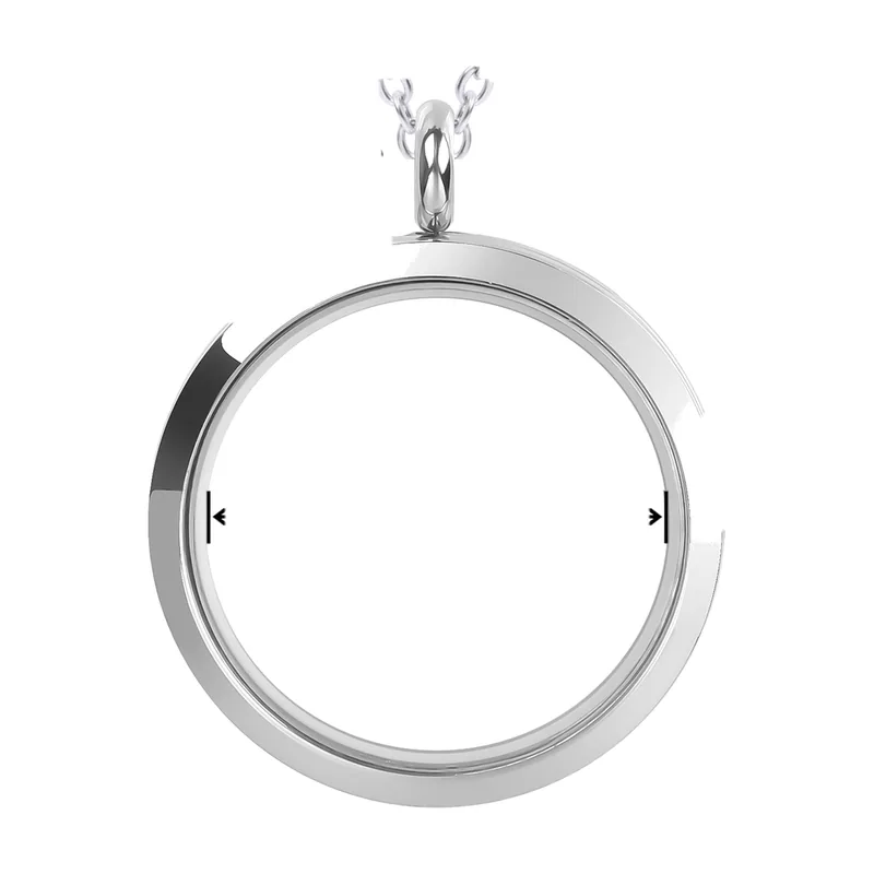 Round Cremation Urn Pendant with Glass Insert, Stainless Steel