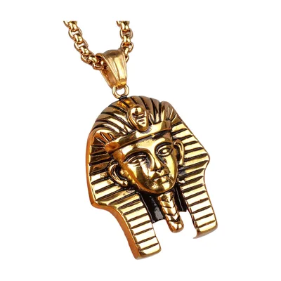 Egyptian Pharaoh Pendant with Curb Chain, Stainless Steel