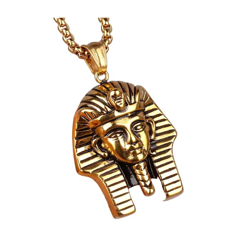 Pendentif Pharaon Égyptien avec Chaîne, Acier Inoxydable