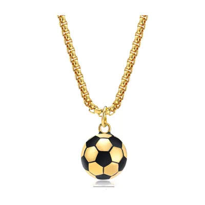 Colgante de Fútbol con Cadena Curb, Acero Inoxidable