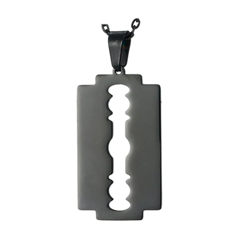 Rasierklingen-Anhänger mit Kette, 316L Edelstahl