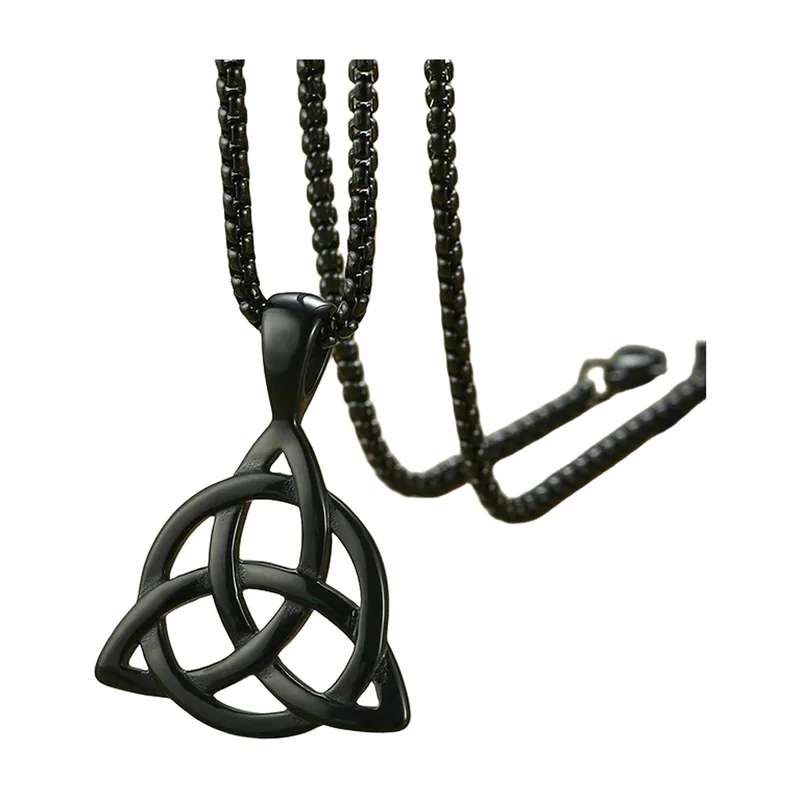 Pendentif Nœud Celtique Triquetra avec Chaîne, Acier Inoxydable