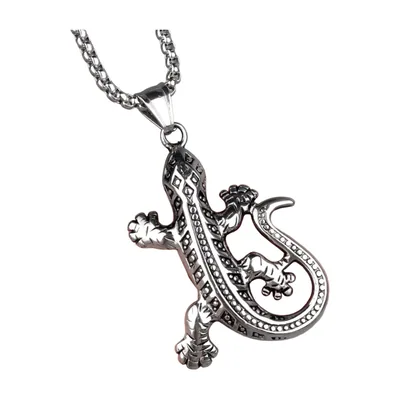Gecko Anhänger mit detailliertem Echsen-Motiv, Edelstahl