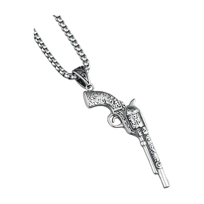 Colgante de Revólver con Cadena, Acero Inoxidable