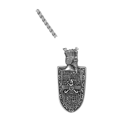 Faravahar Symbol Pendant with Rope Chain, Stainless Steel