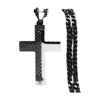 Collar con Colgante de Cruz y Zirconia, Acero Inoxidable