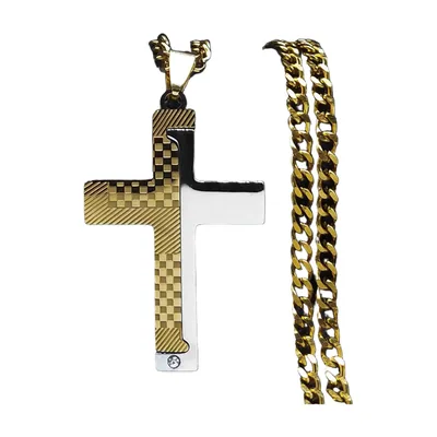 Colgante de Cruz con Circonita y Cadena, Acero Inoxidable