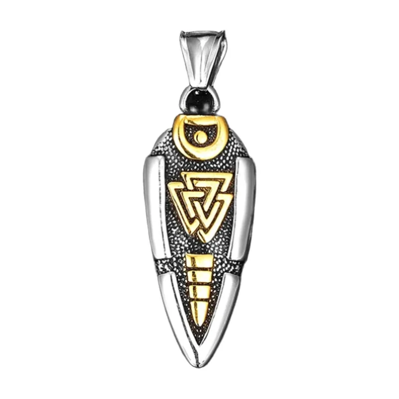 Collier Gungnir la Lance d'Odin avec Valknut, Acier Inoxydable