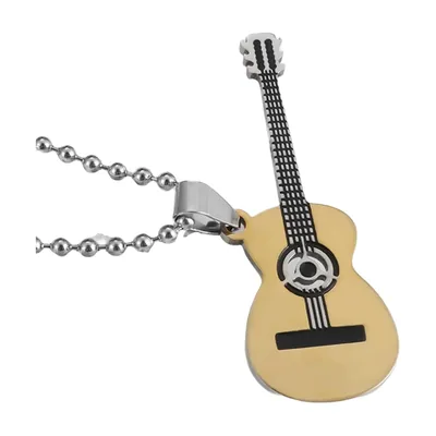 Gitarren-Anhänger mit Kugelkette für Herren, Edelstahl