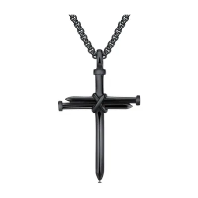 Pendentif Croix Épée avec Chaîne Gourmette, Acier Inoxydable 316L
