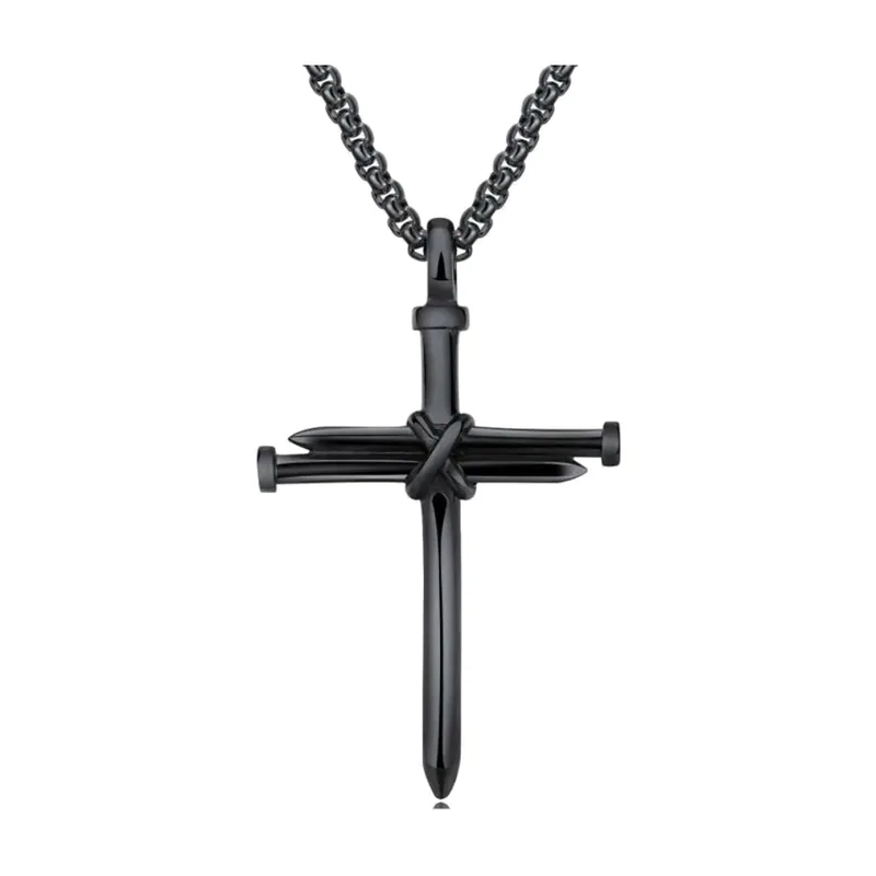 Sword Cross Pendant with Curb Chain, 316L Stainless Steel