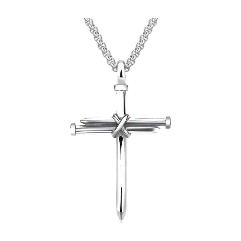 Schwert-Kreuz Anhänger mit Kette, 316L Edelstahl