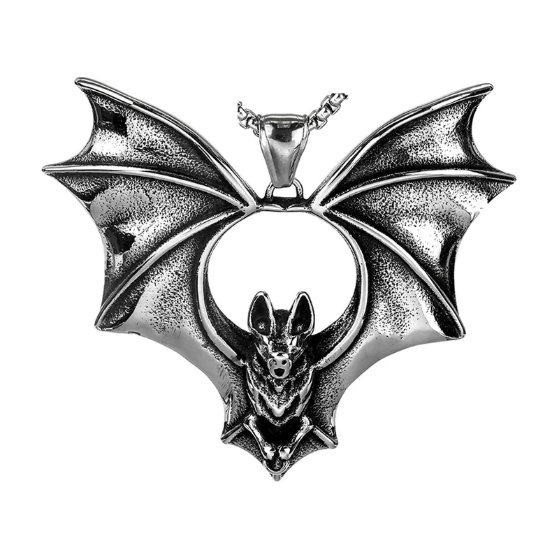 Fledermaus Anhänger mit Boxkette, Edelstahl