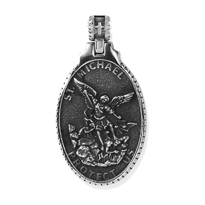 Medaillon Pendant Saint Michel Archange avec Chaîne, Acier Inoxydable