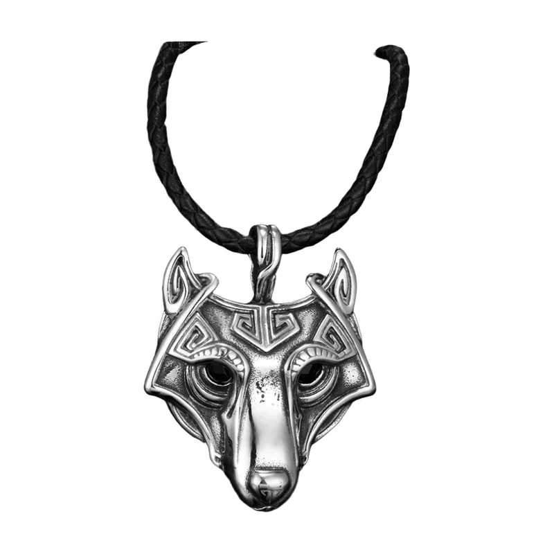 Wolf-Anhänger mit keltischen Knoten und nordischen Motiven, Edelstahl