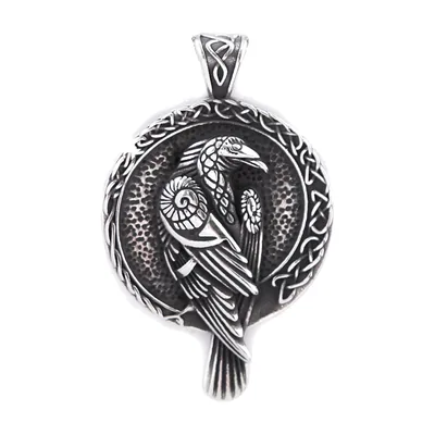 Odin Raben-Anhänger mit keltischem Knoten, Edelstahl