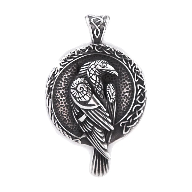 Odin Raben-Anhänger mit keltischem Knoten, Edelstahl