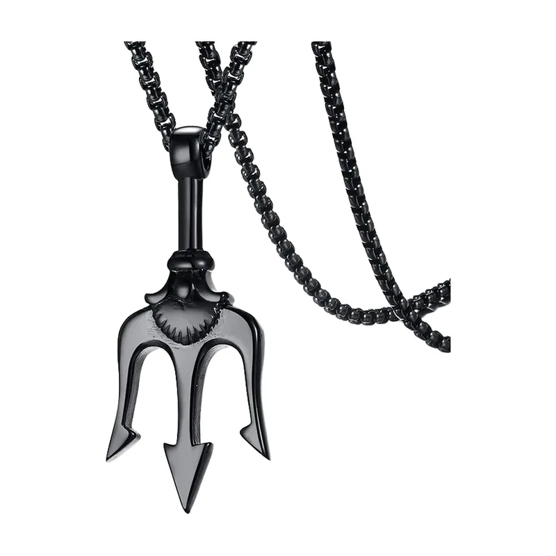 Colgante de Tridente con Cadena de Bolas, Acero Inoxidable